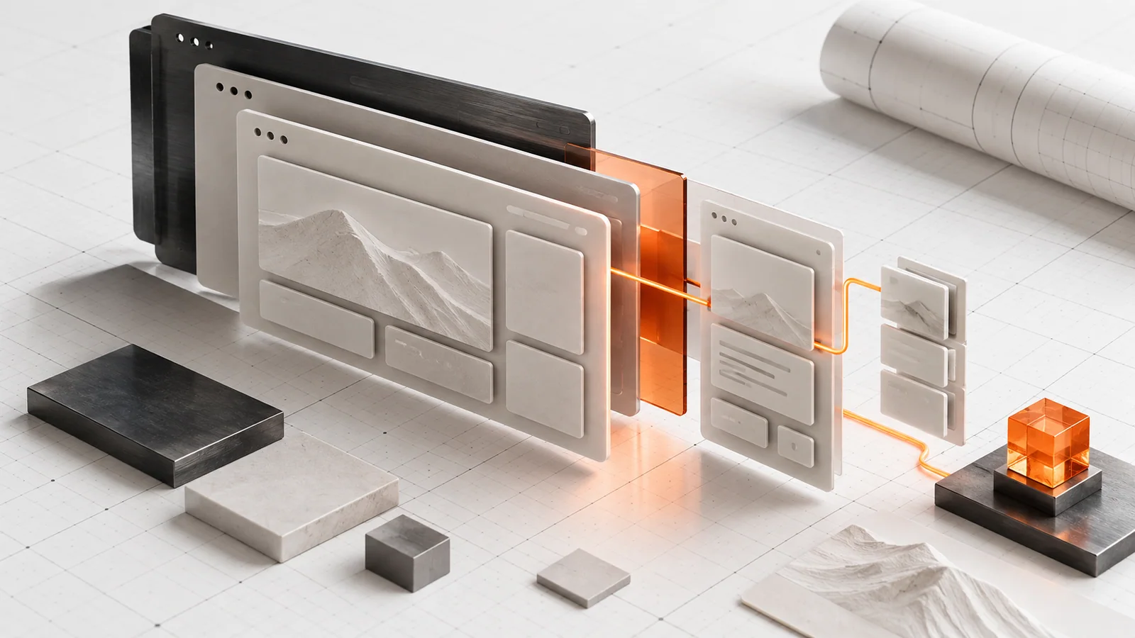 Composición técnica de interfaces modulares conectadas por una línea ember.